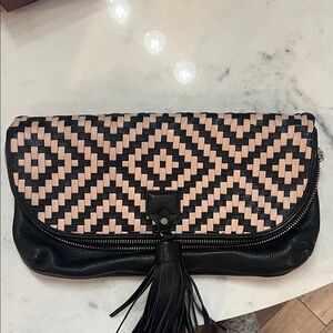 Black and Pink Geometric Clutch